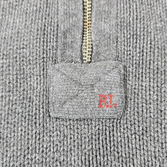 Polo Jeans Co Ralph Lauren 1/4 Zip Pullover Mens M Gray Knit Casual Sweater - Picture 5 of 9